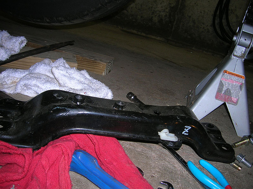 Short shifter: This picture shows the cross member removed.