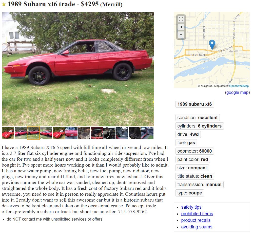 Subaru XT6 for sale.