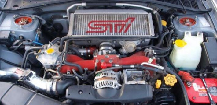 Subaru Turbocharger: Starting with 2004 models, the WRX STi incorporates a water spray system to help cool the intercooler, thereby further cooling the intake air.