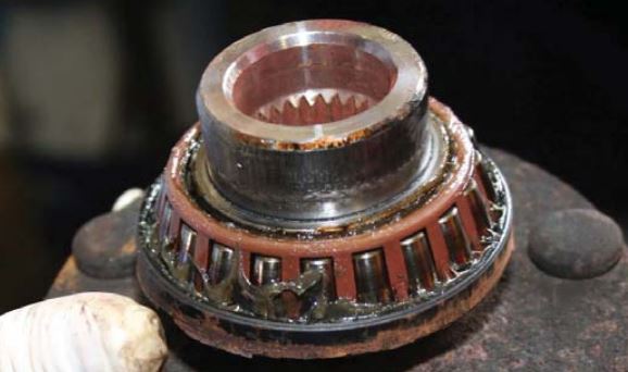 Wheel Bearing Guide Subaru: This tapered roller bearing was damaged by faulty seals that allowed water and dirt to enter the bearing.