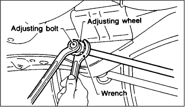 Subaru Wheel Alignment: Move the vehicle forward so the marks line up with the front sides at a height corresponding to the center of the spindles.